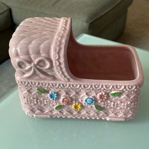 Vintage Napcoware pink bassinet planter